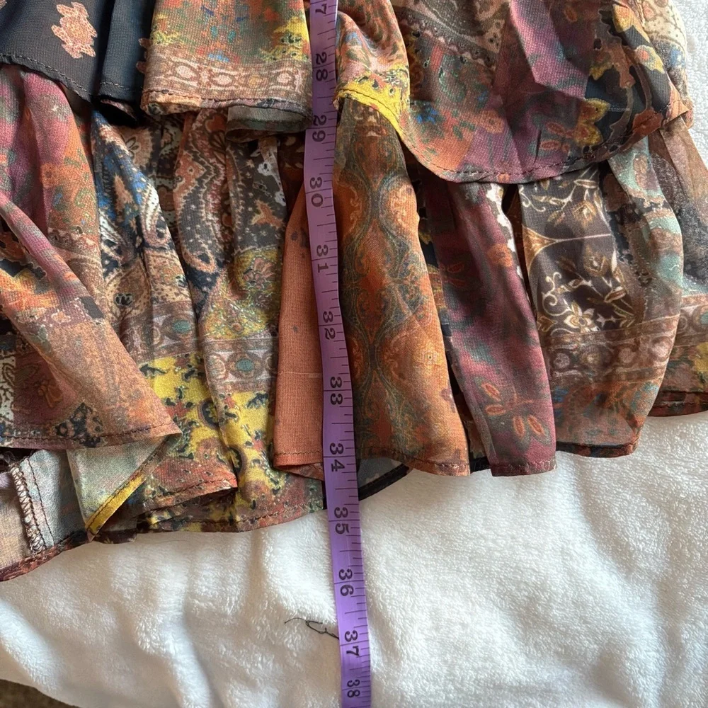 NWT Bluivy Multicolored Patchwork Paisley Long Sleeve Short Romper Smocked Waist - Picture 14 of 17
